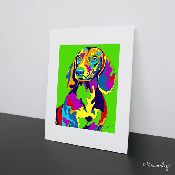 Dachshund Matted Art Print  | USA Made Giclée Print | Dachshund Wall Art | Unique Gift for Dachshund Dog Lovers