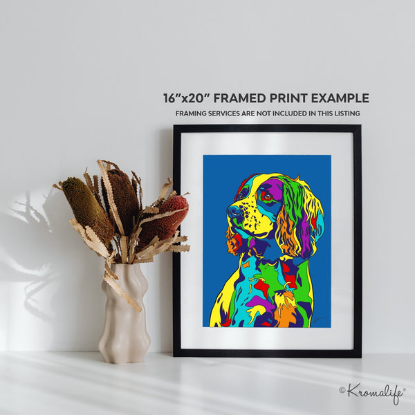 Springer Spaniel Matted Art Print  | USA Made Giclée Print | Springer Wall Art | Unique Gift for Spaniel Lovers