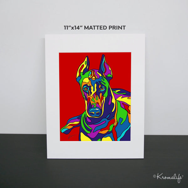 Doberman Pinscher Matted Art Print  | USA Made Giclée Print | Doberman Wall Art | Unique Gift for Dog Lovers