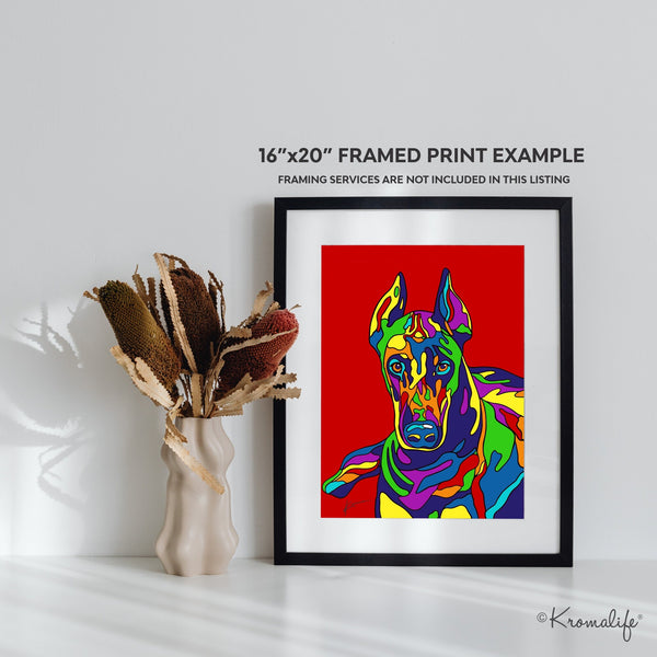 Doberman Pinscher Matted Art Print  | USA Made Giclée Print | Doberman Wall Art | Unique Gift for Dog Lovers