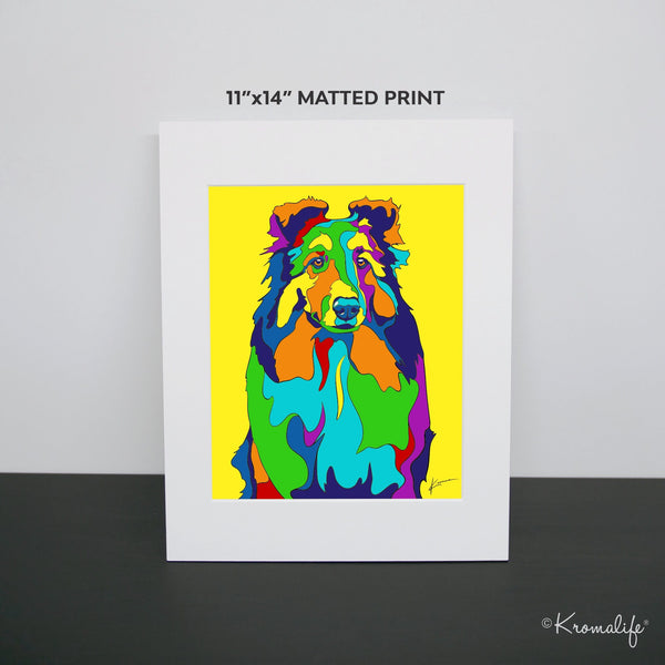 Sheltie Matted Art Print  | USA Made Giclée Print | Shetland Sheepdog Wall Art | Unique Gift for Sheltie Dog Lovers
