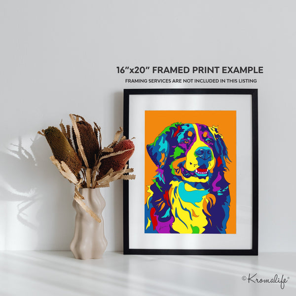 Bernese Mountain Dog Matted Art Print  | USA Made Giclée Print | Dog Wall Art | Unique Gift for Dog Lovers