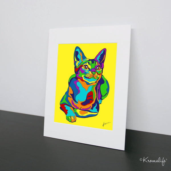Abyssinian Cat Matted Art Print  | USA Made Giclée Print | Cat Wall Art | Unique Gift for Cat Lovers
