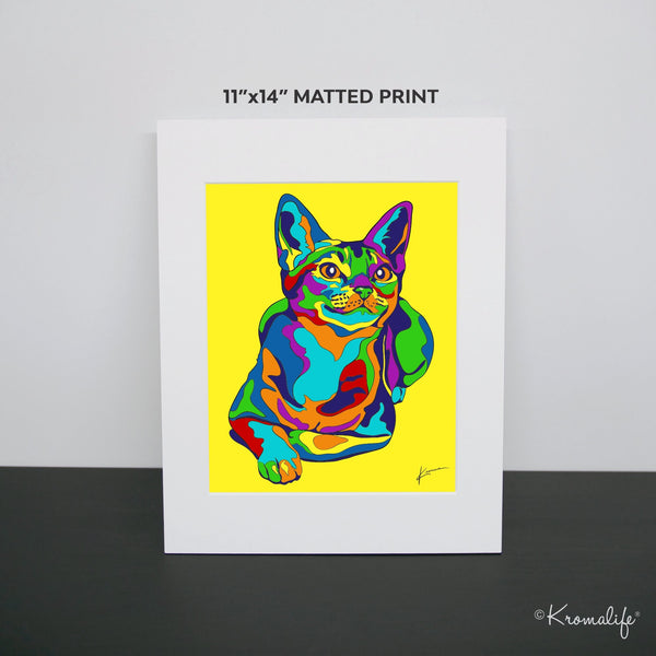 Abyssinian Cat Matted Art Print  | USA Made Giclée Print | Cat Wall Art | Unique Gift for Cat Lovers