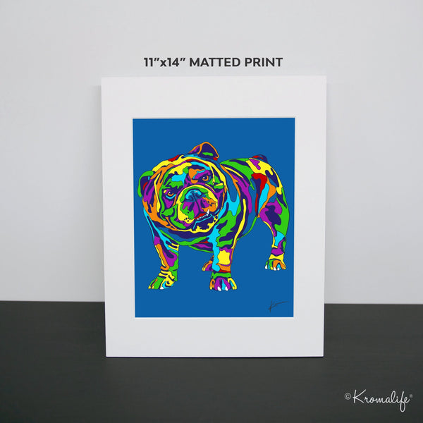 Bulldog Matted Art Print  | USA Made Giclée Print | English Bulldog Wall Art | Unique Gift for Bulldog Lovers