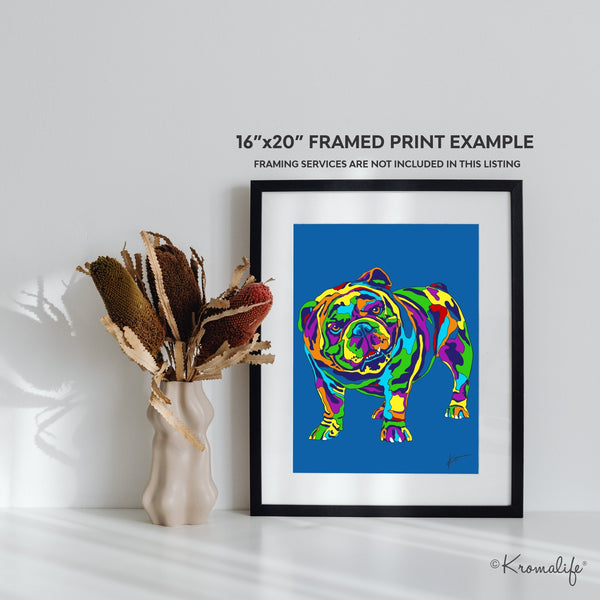 Bulldog Matted Art Print  | USA Made Giclée Print | English Bulldog Wall Art | Unique Gift for Bulldog Lovers