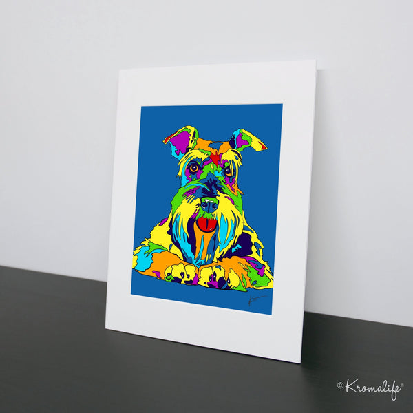 Schnauzer Matted Art Print | USA Made Giclée Print | Schnauzer Dog Wall Art | Unique Gift for Dog Lovers