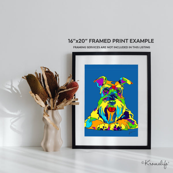 Schnauzer Matted Art Print | USA Made Giclée Print | Schnauzer Dog Wall Art | Unique Gift for Dog Lovers