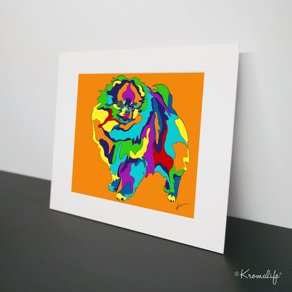 Pomeranian Dog Matted Art Print  | USA Made Giclée Print | Pom Wall Art | Unique Gift for Dog Lovers
