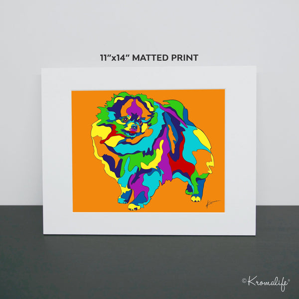 Pomeranian Dog Matted Art Print  | USA Made Giclée Print | Pom Wall Art | Unique Gift for Dog Lovers