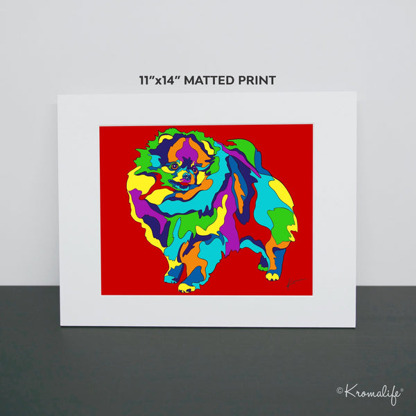 Pomeranian Dog Matted Art Print  | USA Made Giclée Print | Pom Wall Art | Unique Gift for Dog Lovers