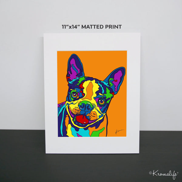 Boston Terrier Matted Art Print  | USA Made Giclée Print | Boston Terrier Wall Art | Unique Gift for Boston Lovers