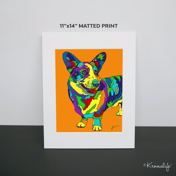 Corgi Matted Art Print  | USA Made Giclée Print | Corgi Wall Art | Unique Gift for Corgi Lovers