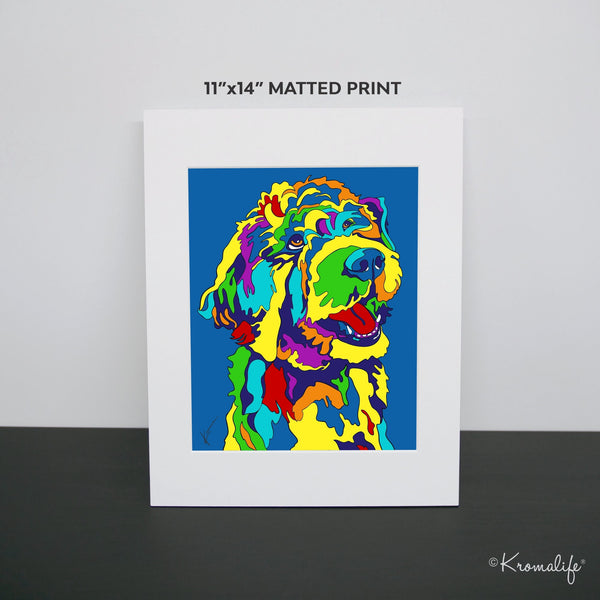 Golden Doodle Matted Art Print  | USA Made Giclée Print | Golden Doodle Wall Art | Unique Gift for Dog Lovers