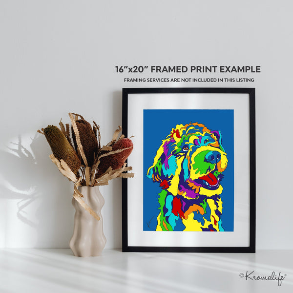 Golden Doodle Matted Art Print  | USA Made Giclée Print | Golden Doodle Wall Art | Unique Gift for Dog Lovers