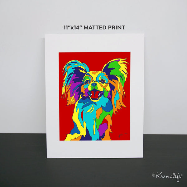 Papillion Matted Art Print  | USA Made Giclée Print | Toy Spaniel Wall Art | Unique Gift for Papillion Lovers