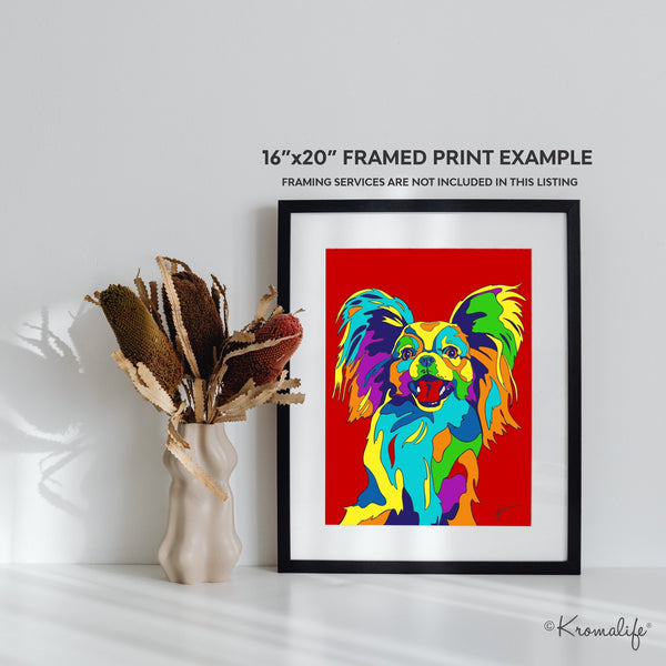 Papillion Matted Art Print  | USA Made Giclée Print | Toy Spaniel Wall Art | Unique Gift for Papillion Lovers