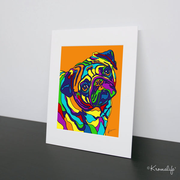 Pug Matted Art Print  | USA Made Giclée Print | Pug Wall Art | Unique Gift for Pug Lovers