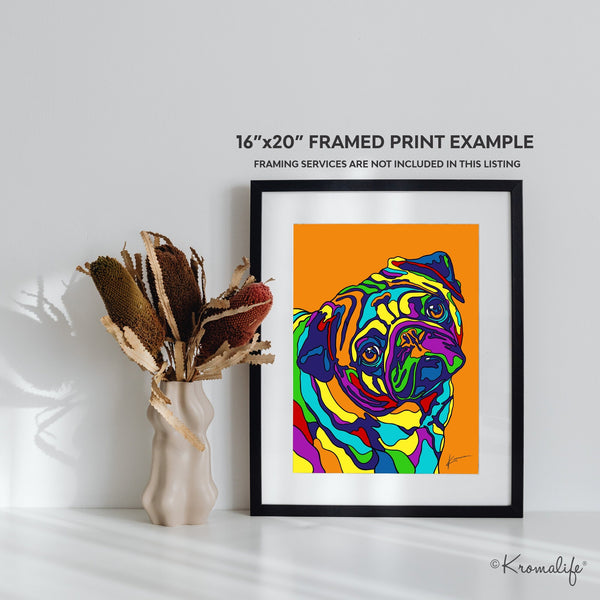 Pug Matted Art Print  | USA Made Giclée Print | Pug Wall Art | Unique Gift for Pug Lovers