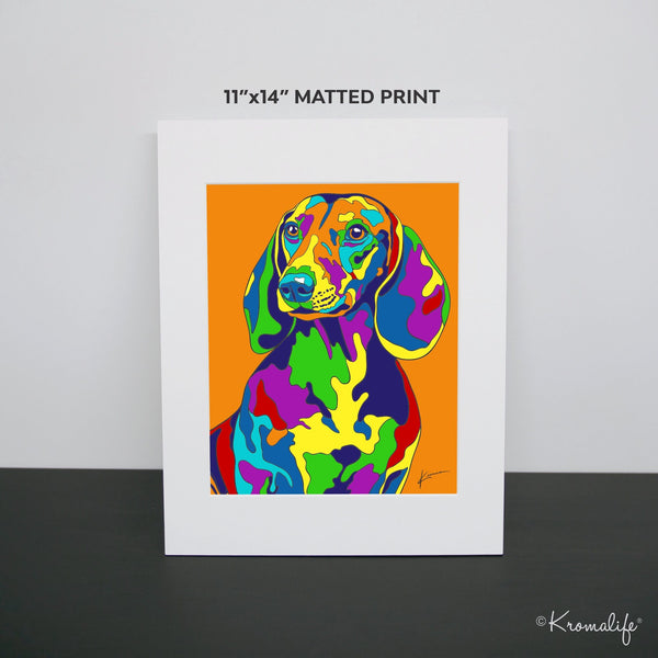 Dachshund Matted Art Print  | USA Made Giclée Print | Dachshund Wall Art | Unique Gift for Dachshund Dog Lovers