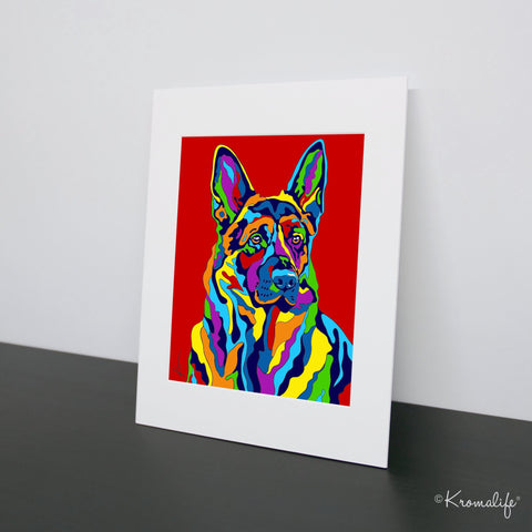 German Shepard Matted Art Print  | USA Made Giclée Print | Dog Breed Wall Art | Unique Gift for Dog Lovers