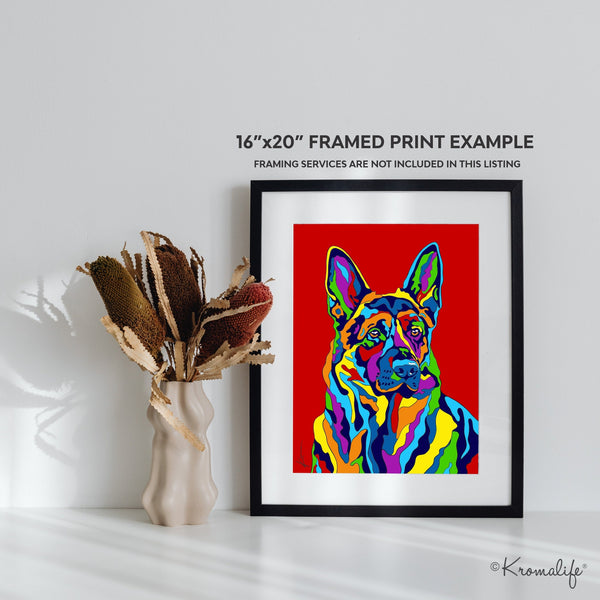 German Shepard Matted Art Print  | USA Made Giclée Print | Dog Breed Wall Art | Unique Gift for Dog Lovers