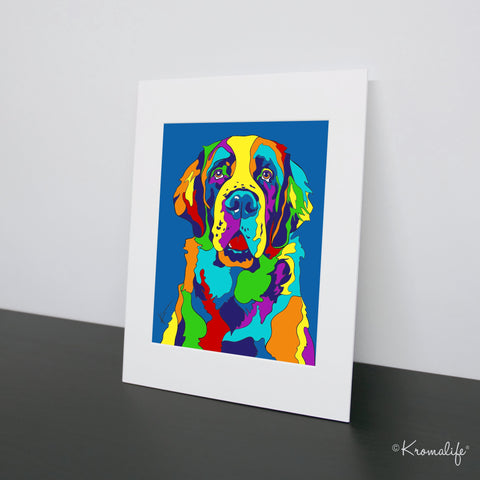 Saint Bernard Matted Art Print  | USA Made Giclée Print | St. Bernard Wall Art | Unique Gift for Bernard Dog Lovers