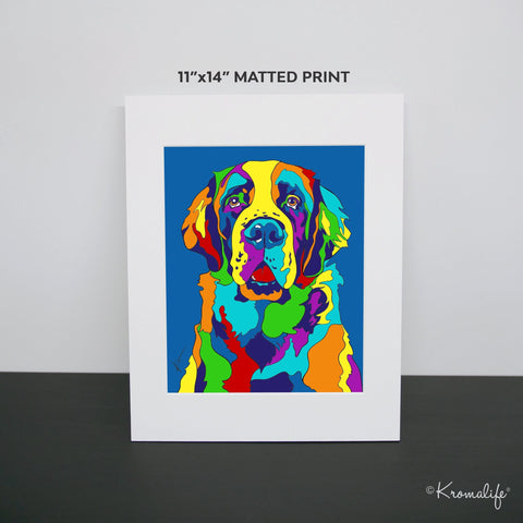 Saint Bernard Matted Art Print  | USA Made Giclée Print | St. Bernard Wall Art | Unique Gift for Bernard Dog Lovers