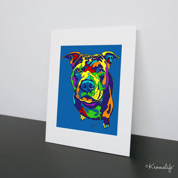 Pitbull II Matted Art Print  | USA Made Giclée Print | Pit bull Wall Art | Unique Gift for Pitbull Lovers