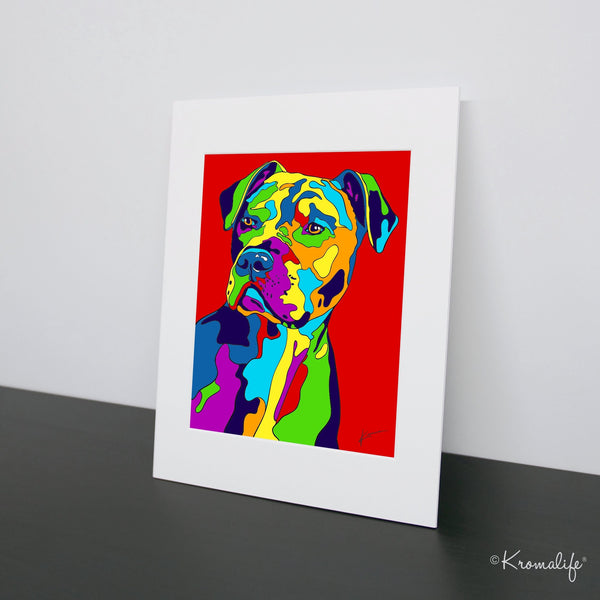 Pitbull II Matted Art Print  | USA Made Giclée Print | Pit bull Wall Art | Unique Gift for Pitbull Lovers