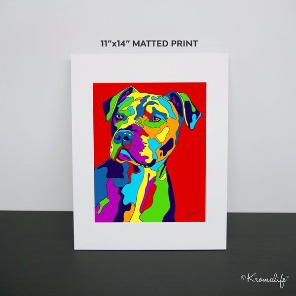 Pitbull II Matted Art Print  | USA Made Giclée Print | Pit bull Wall Art | Unique Gift for Pitbull Lovers