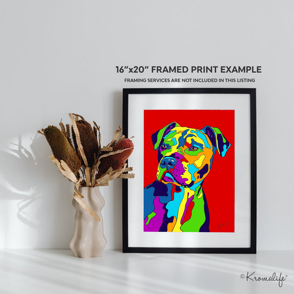 Pitbull II Matted Art Print  | USA Made Giclée Print | Pit bull Wall Art | Unique Gift for Pitbull Lovers