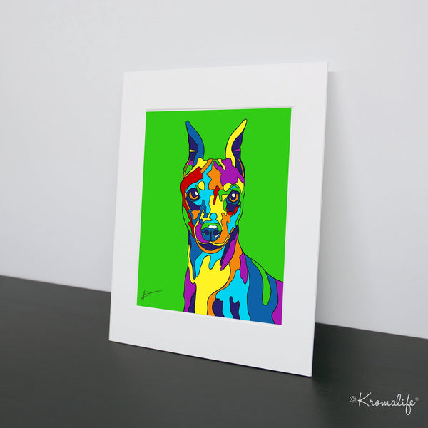 Min Pin Matted Art Print  | USA Made Giclée Print | Miniature Pinscher Wall Art | Min Pin Gift