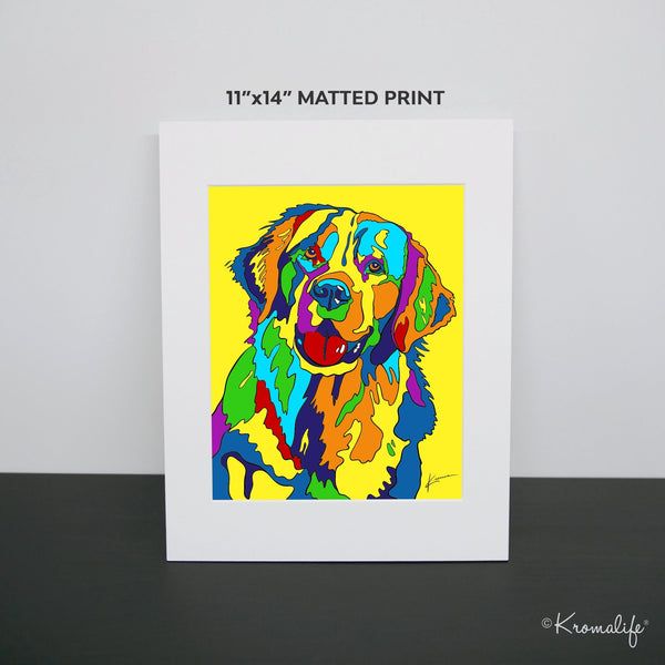 Golden Retriever Matted Art Print  | USA Made Giclée Print | Golden Dog Wall Art | Golden Gift