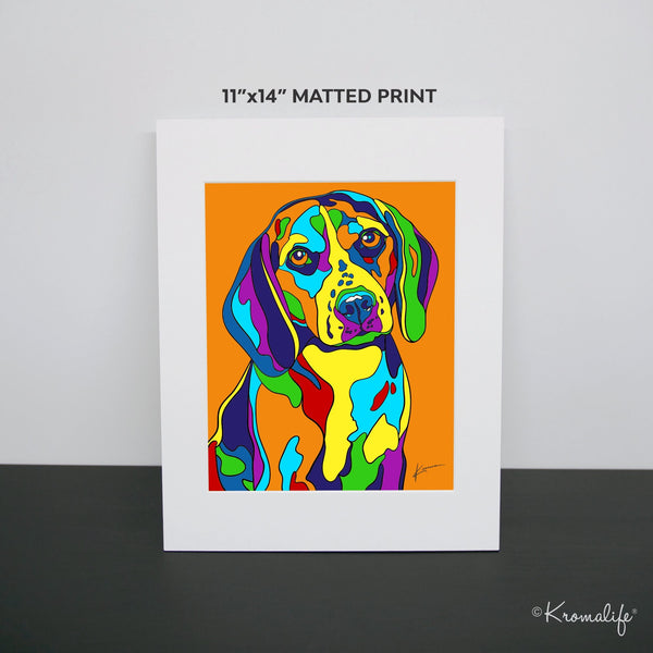 Beagle Matted Art Print  | USA Made Giclée Print | Beagle Dog Wall Art | Beagle Gifts