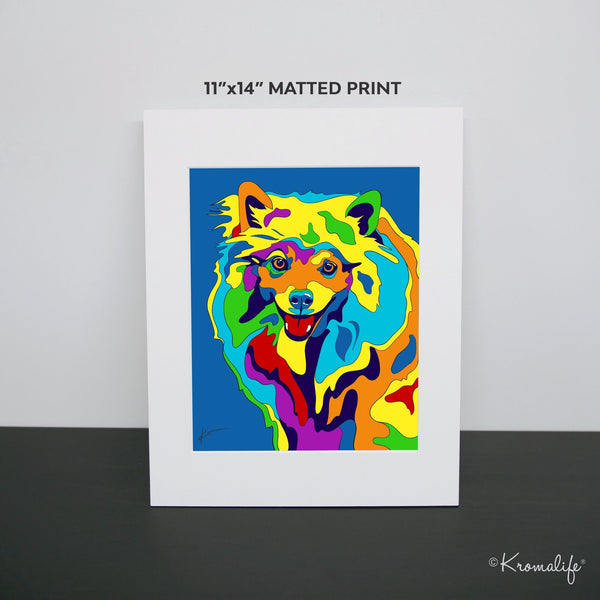American Eskimo Matted Art Print  | USA Made Giclée Print | American Spitz Dog Wall Art | American Eskimo Gifts