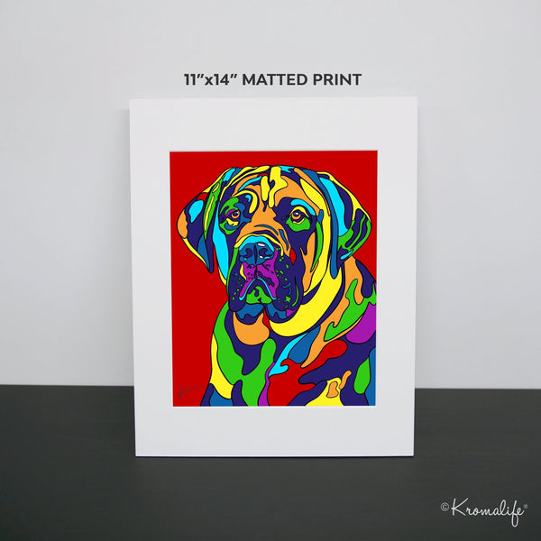 Mastiff Matted Art Print  | USA Made Giclée Print | Mastiff Dog Wall Art | Mastiff Gifts