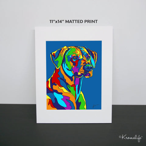 Rhodesian Ridgeback Matted Art Print  | USA Made Giclée Print | Rhodesian Ridgeback Dog Wall Art | Rhodesian Ridgeback Gifts