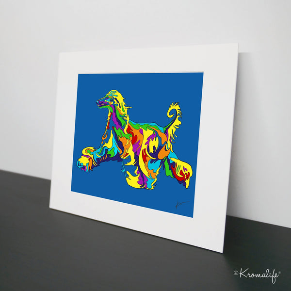 Afghan Hound Matted Art Print  | USA Made Giclée Print | Tazi Dog Wall Art | Afghan Hound Gifts
