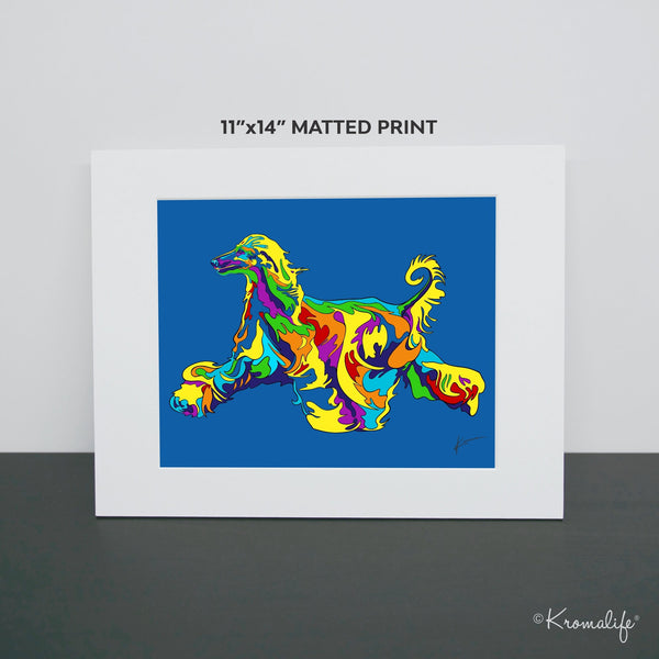 Afghan Hound Matted Art Print  | USA Made Giclée Print | Tazi Dog Wall Art | Afghan Hound Gifts