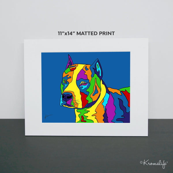 American Staffordshire Terrier Matted Art Print  | USA Made Giclée Print | AmStaff Dog Wall Art | AmStaff Gifts