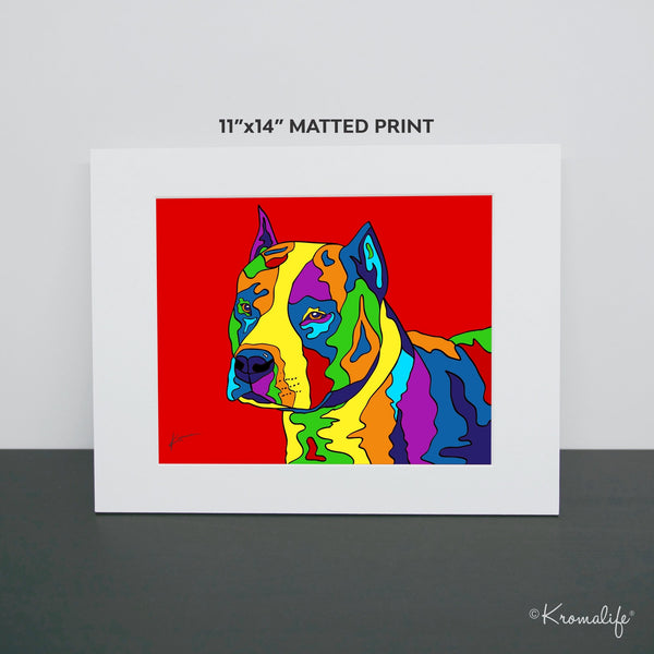 American Staffordshire Terrier Matted Art Print  | USA Made Giclée Print | AmStaff Dog Wall Art | AmStaff Gifts