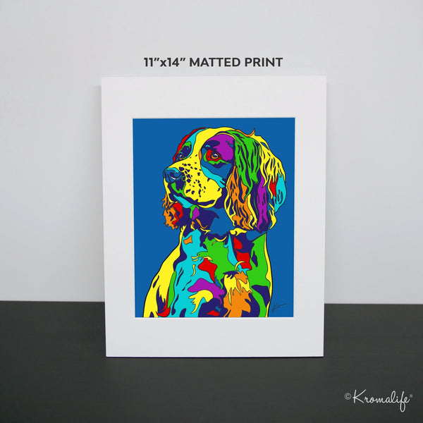 Springer Spaniel Matted Art Print  | USA Made Giclée Print | Springer Wall Art | Unique Gift for Spaniel Lovers