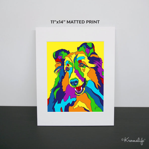 Sheltie Matted Art Print  | USA Made Giclée Print | Shetland Sheepdog Wall Art | Unique Gift for Sheltie Dog Lovers