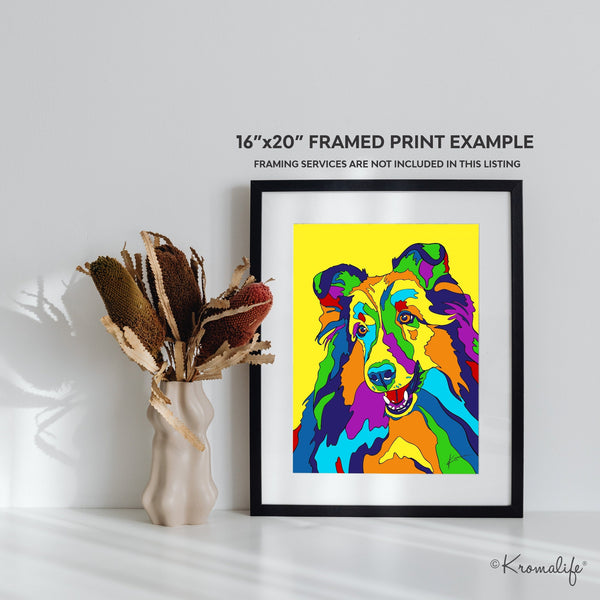 Sheltie Matted Art Print  | USA Made Giclée Print | Shetland Sheepdog Wall Art | Unique Gift for Sheltie Dog Lovers
