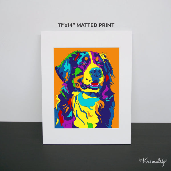 Bernese Mountain Dog Matted Art Print  | USA Made Giclée Print | Dog Wall Art | Unique Gift for Dog Lovers