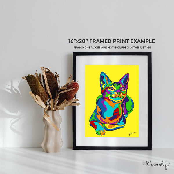 Abyssinian Cat Matted Art Print  | USA Made Giclée Print | Cat Wall Art | Unique Gift for Cat Lovers