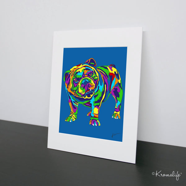 Bulldog Matted Art Print  | USA Made Giclée Print | English Bulldog Wall Art | Unique Gift for Bulldog Lovers