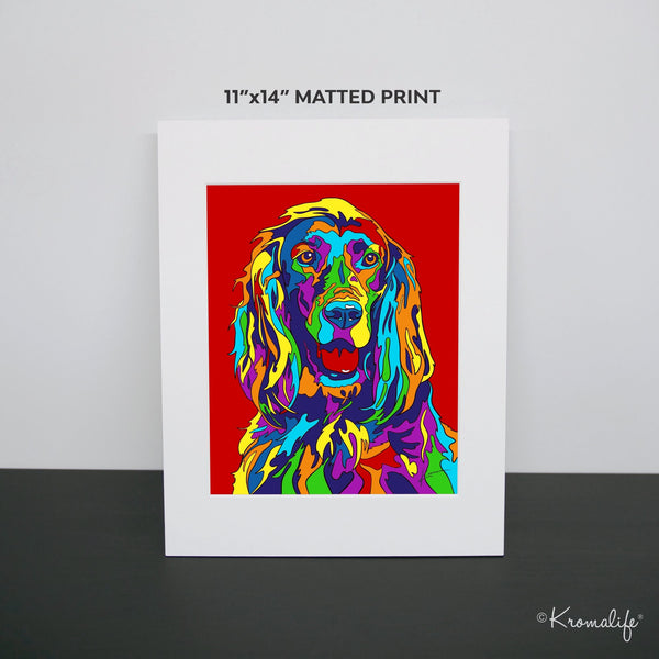 Irish Setter Matted Art Print  | USA Made Giclée Print | Irish Setter Wall Art | Unique Gift for Dog Lovers