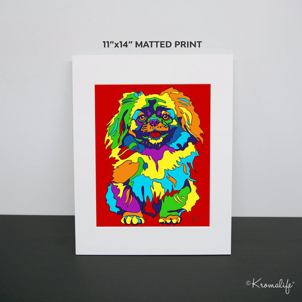 Pekingese Dog Matted Art Print  | USA Made Giclée Print | Pekinese Dog Wall Art | Unique Gift for Dog Lovers